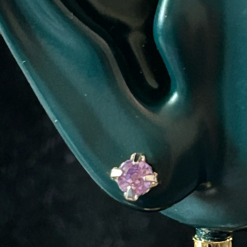 Delicate Purple Crystal Stud Earrings - Classic Women's Jewelry - Picture 3 of 4